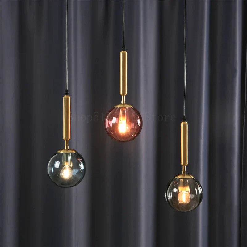DecorBites™ Glass Ball Pendant Lamp LED Hanging Light for Minimalist Living Room
