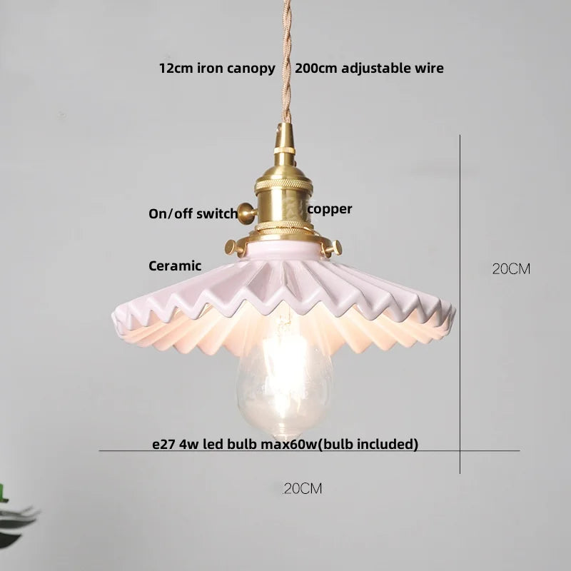 DecorBites™ Brown Wood LED Pendant Lamp Ceramic Nordic Hanging Light Fixtures