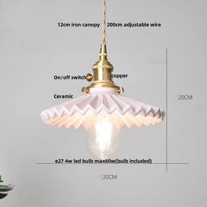 DecorBites™ Brown Wood LED Pendant Lamp Ceramic Nordic Hanging Light Fixtures