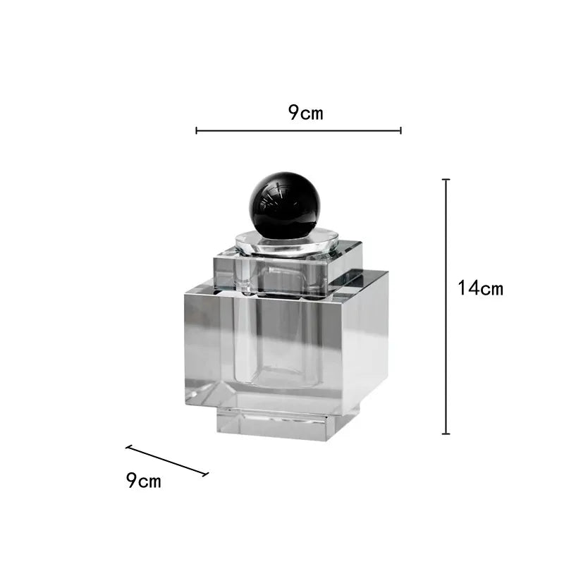DecorBites™ Geometric Crystal Storage Jar: Clear Cubic Square Container for Home Decoration