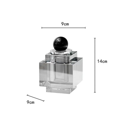 DecorBites™ Geometric Crystal Storage Jar: Clear Cubic Square Container for Home Decoration