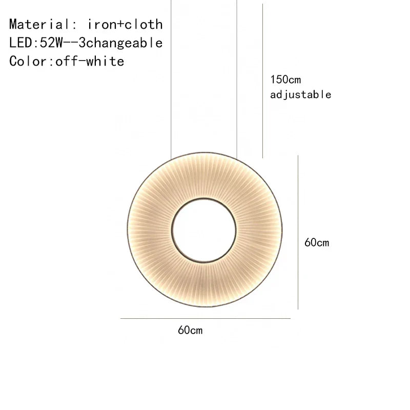 DecorBites™ Dix Heures Round Fabric LED Pendant Light for Parlor, Hotel, and Dining Room