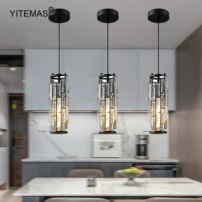 DecorBites™ Crystal Mini Pendant Chandelier Gold/Black for Kitchen Dining Bedroom – Elegant Lighting Solution