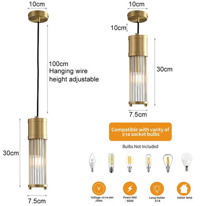 DecorBites™ Glass Shade Pendant Lights for Kitchen Island & Dining Room