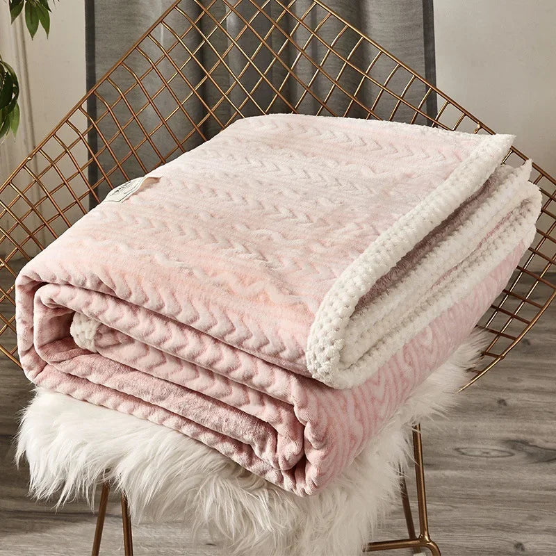 DecorBites™ Coral Fleece Flannel Blanket: Cozy Single/Queen Size Little Quilt - Winter Office/Dorm Warmth