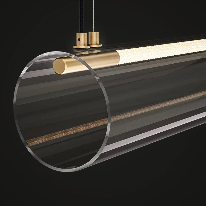 Black Tube Pendant Light 148cm Restaurant Style