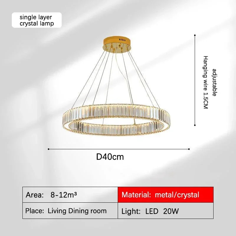 Gold Crystal Halo Chandelier