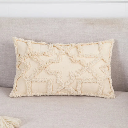 DecorBites™ Geometric Tufted Fringed Cushion Cover for Stylish Home Decor