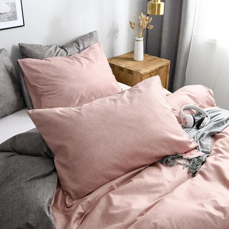DecorBites™ King Size Duvet Cover Set - Soft Grain Polyester, Plain Design - Queen Bedding