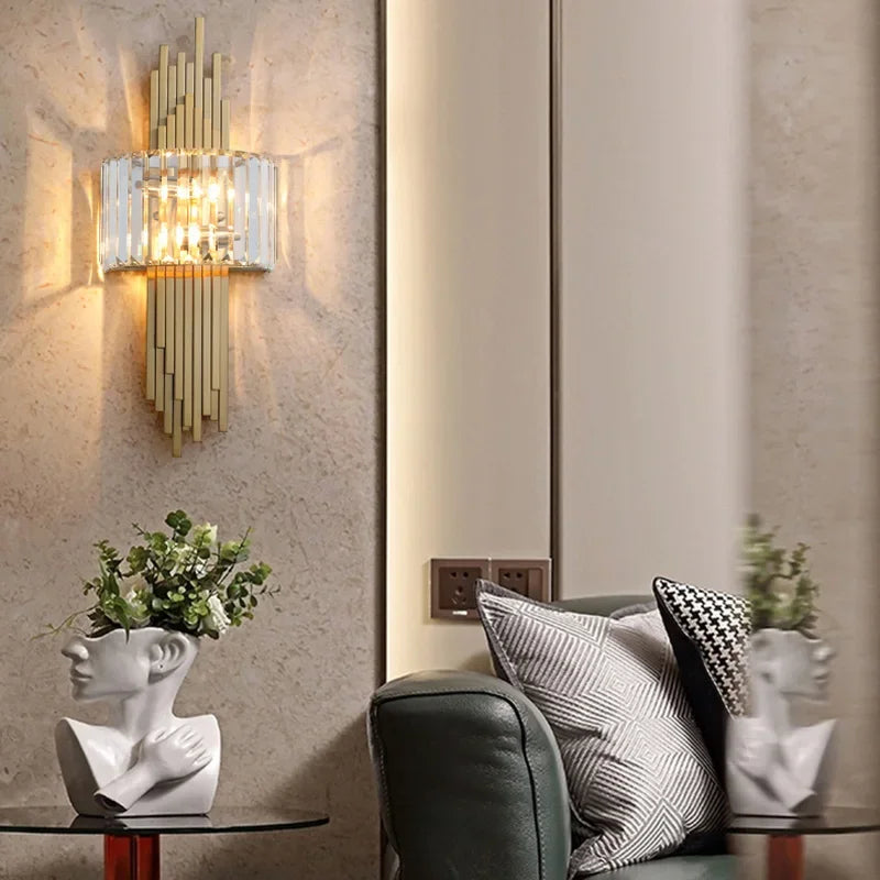 DecorBites™ Crystal Wall Sconce Light: Nordic Luxury for Living Room, Corridor, Hall