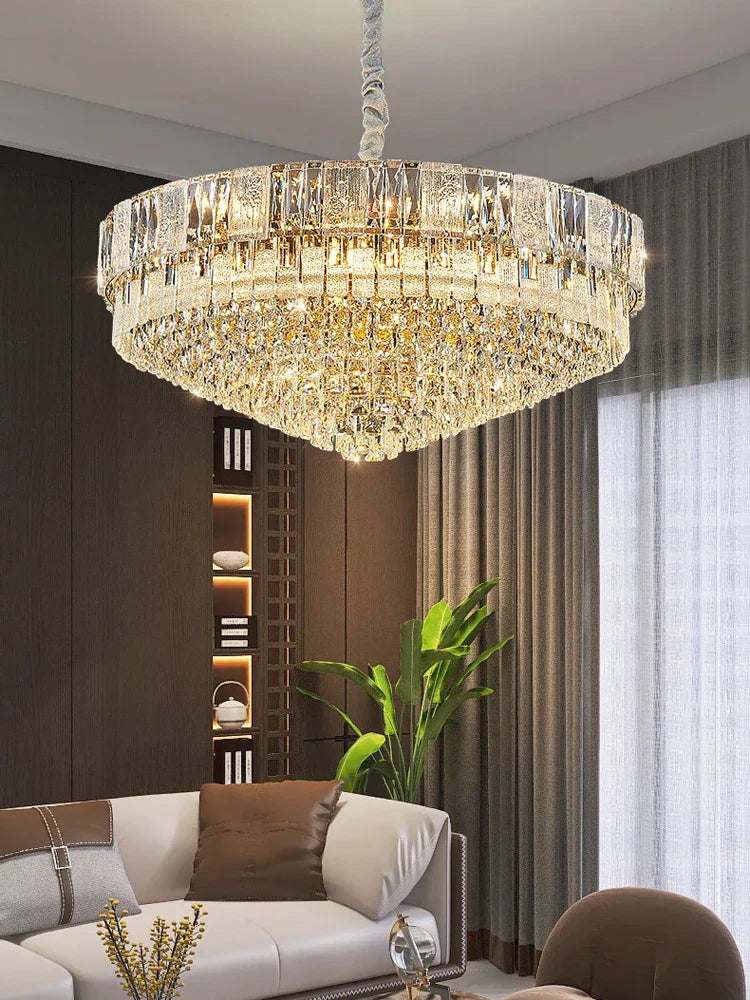 Gold Crystal Living Chandelier K9 150cm Gold Hardware