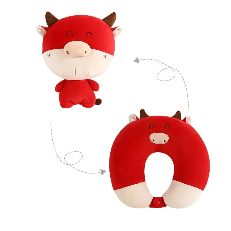 DecorBites™ Cute Plush Animal Neck Pillow for Comfortable Travel & Office Rest