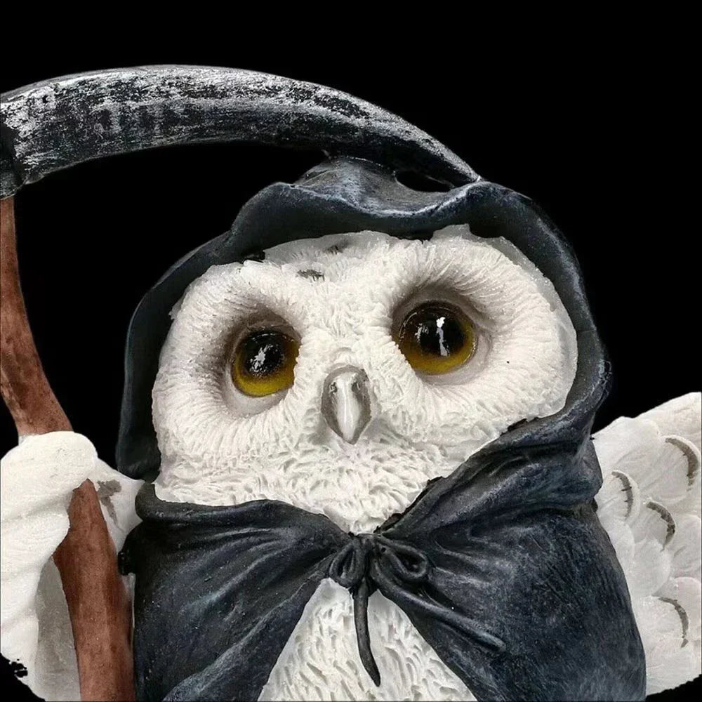 Resin Owl Reaper Sculpture