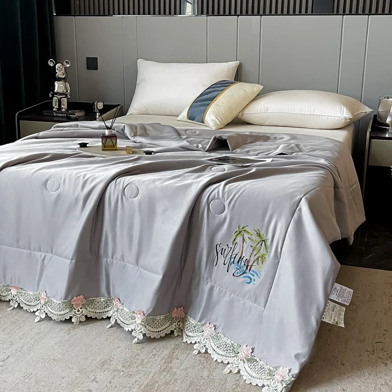 Embroidered Lace Summer Quilt