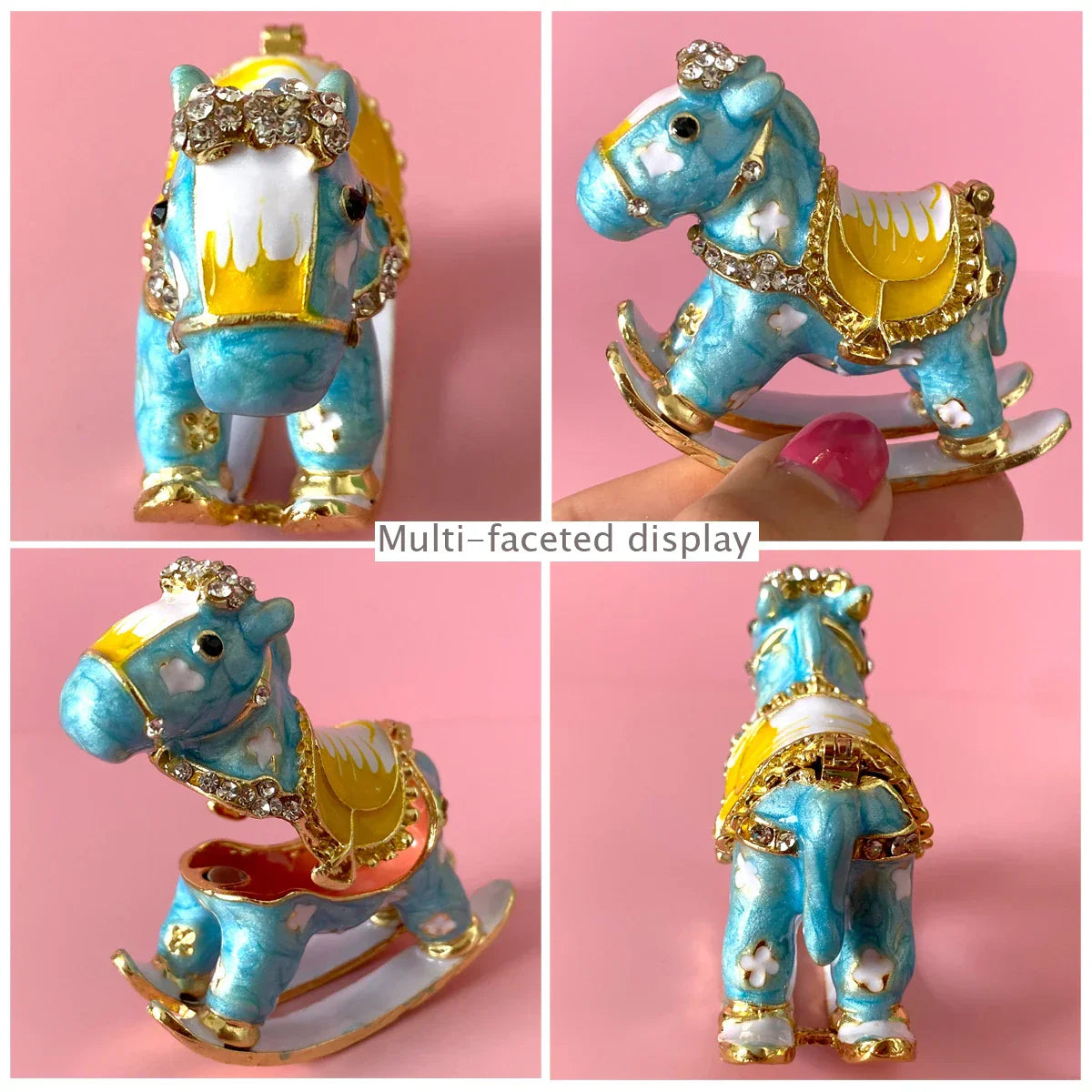 DecorBites™ Crystal Animal Figurines Trinket Box Hand Painted Ring Holder Dresser Decor Wedding Gift