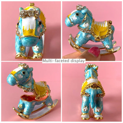 DecorBites™ Crystal Animal Figurines Trinket Box Hand Painted Ring Holder Dresser Decor Wedding Gift