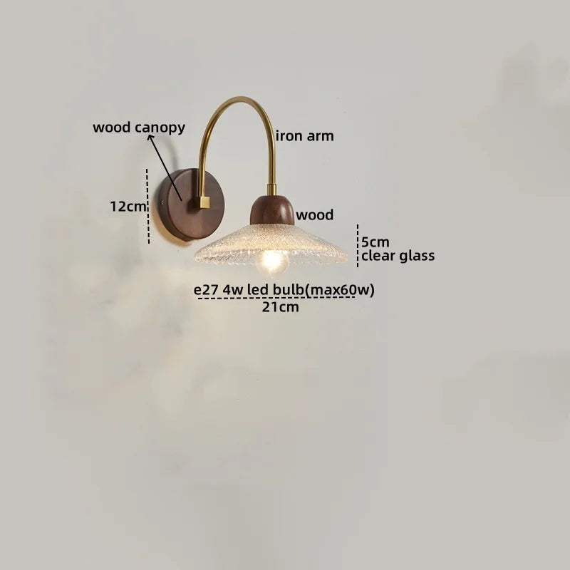 DecorBites™ LED Wall Sconce Pull Chain Switch Modern Stair Lights Glass Wood