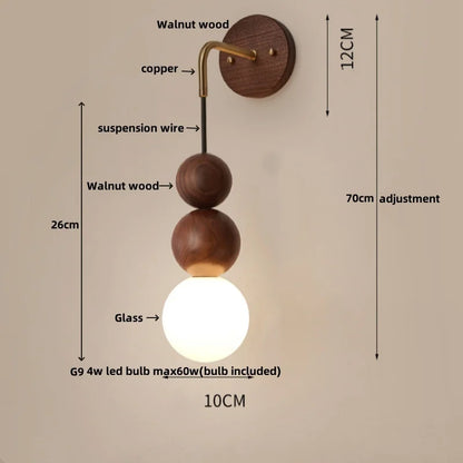 DecorBites™ Adjustable Walnut Wood LED Wall Sconce | Nordic Bedroom Lamparas with Acrylic | Simple Aisle Décor
