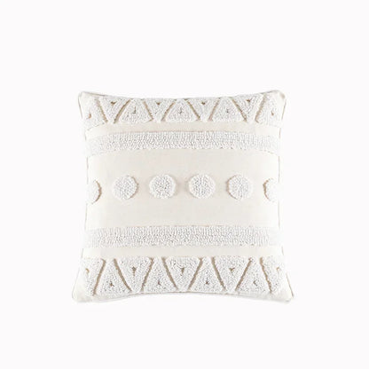 DecorBites™ Cotton Tassels White Cushion Covers 45x45/30x50cm - Square Geometry Pillowcase