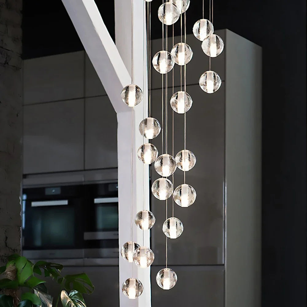 DecorBites™ Crystal Ball LED Chandelier Pendant Light for Living Room Kitchen Stair Salon