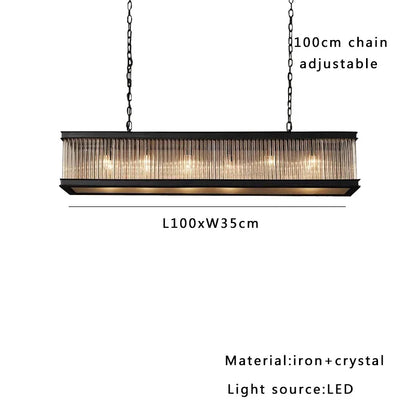 DecorBites™ Black Crystal Glass Rectangle Chandeliers for Dining Room - Luxury Retro Hanglamp