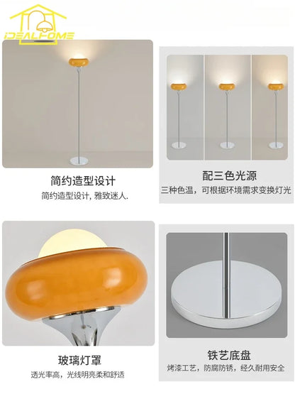 DecorBites™ Glass Iron LED Floor Lamp Modern Decor Art Stand Light Bedside Study Living