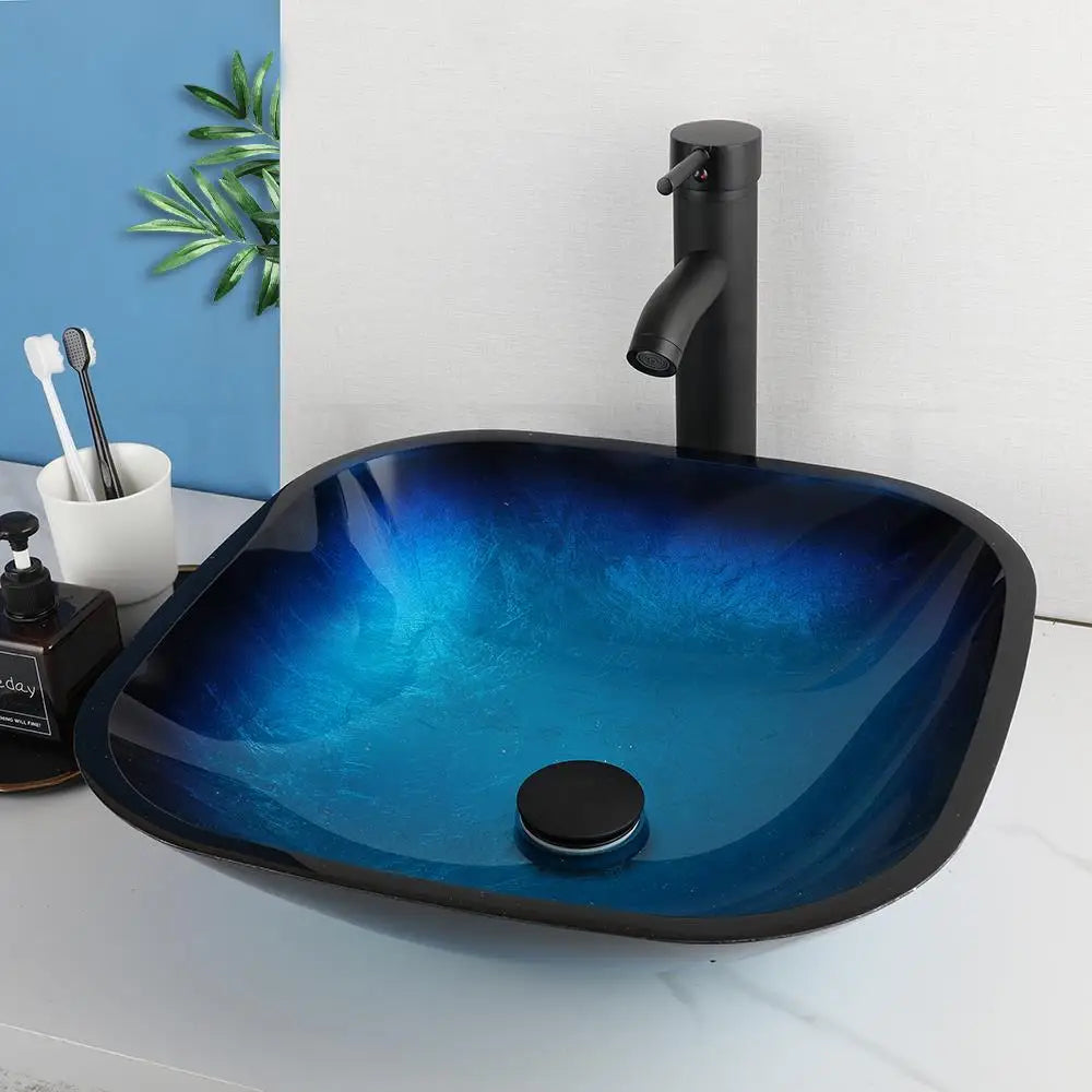 Blue Glass Basin Faucet