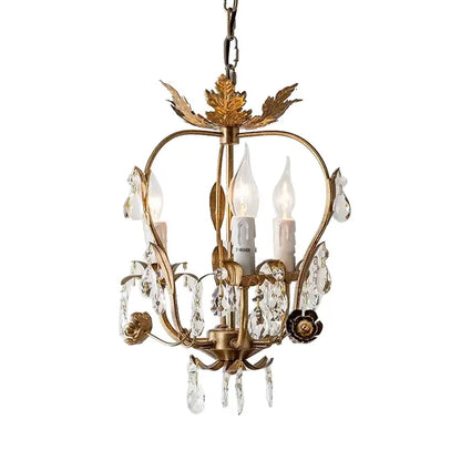 DecorBites™ Iron Crystal Chandelier for Corridor Bedroom Restaurant Bar Hanging Lamps