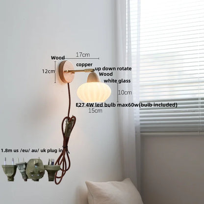 DecorBites™ Iron Wood LED Wall Light Fixture Rotate Bedside Lamp Aplique Pared