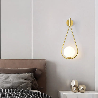 DecorBites™ Glass Shade Gold Wall Lamp Bedroom Bedside Spherical Aisle Light