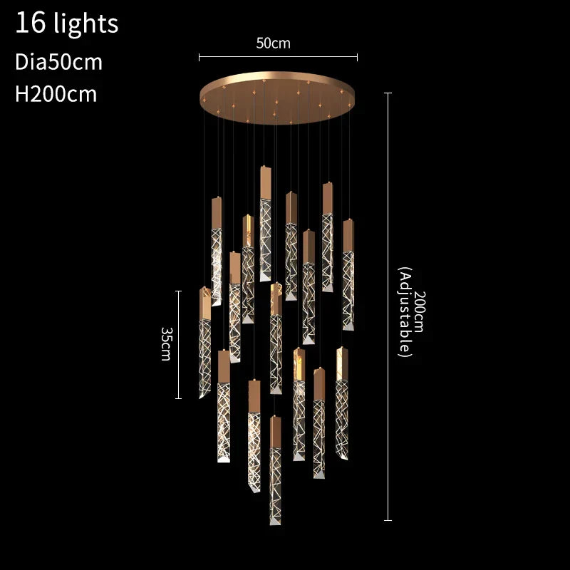DecorBites™ Crystal LED Chandelier: Stylish Staircase & Living Room Lighting