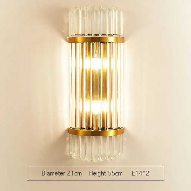 DecorBites™ Golden Crystal Wall Lamp: Elegant LED Sconce for Bedroom, Living Room, Bathroom