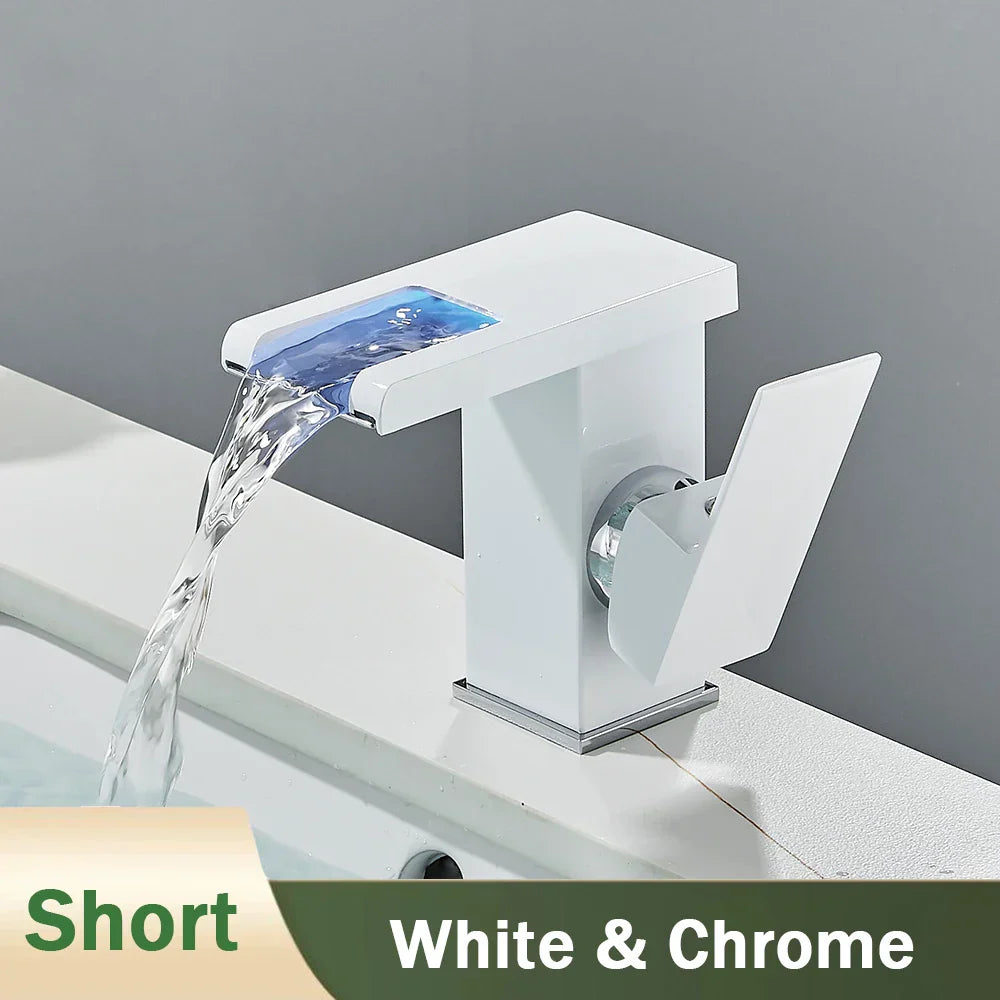 Black Waterfall Basin Faucet With Hydroelectric Mixer