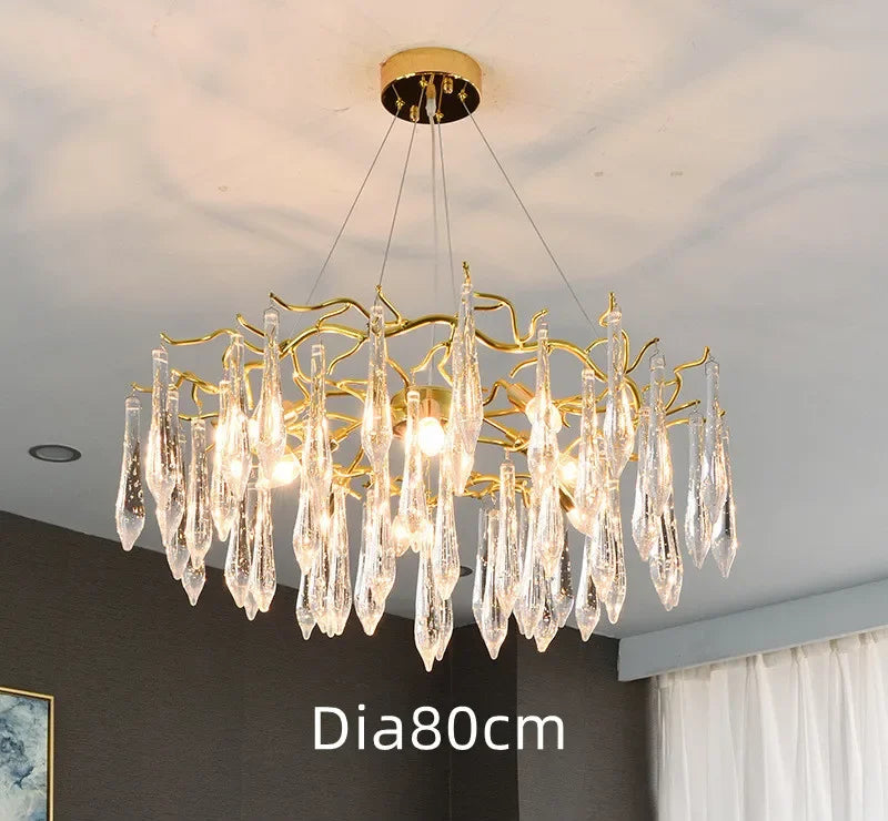 Gold LED Branch Chandelier Aluminum Dia100cm