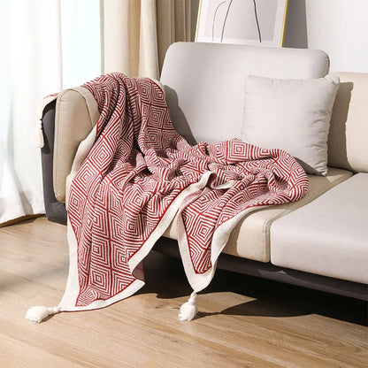 DecorBites™ Geometric Tassel Blanket - Nordic Style Sofa Throw and Bohemian Decor Rug