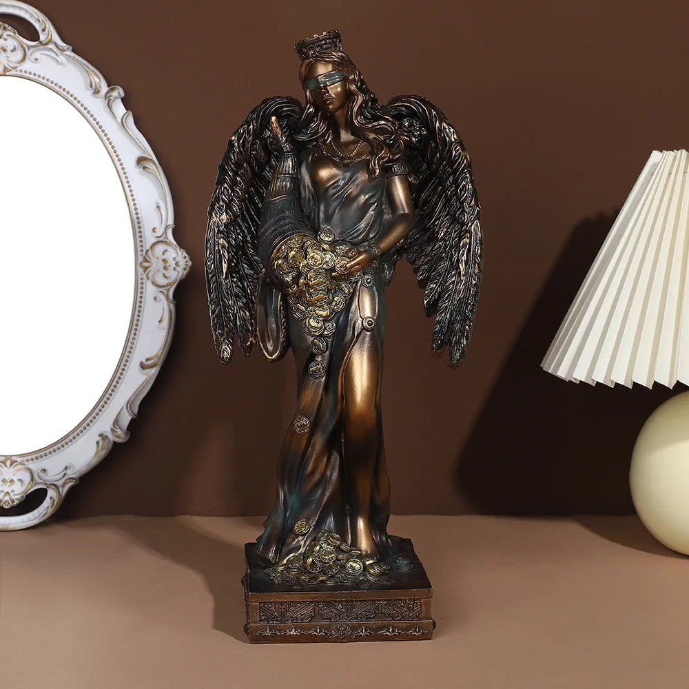 DecorBites™ Greek Goddess Fortune Figurine - Wealth Sculpture Home Office Decor Gift