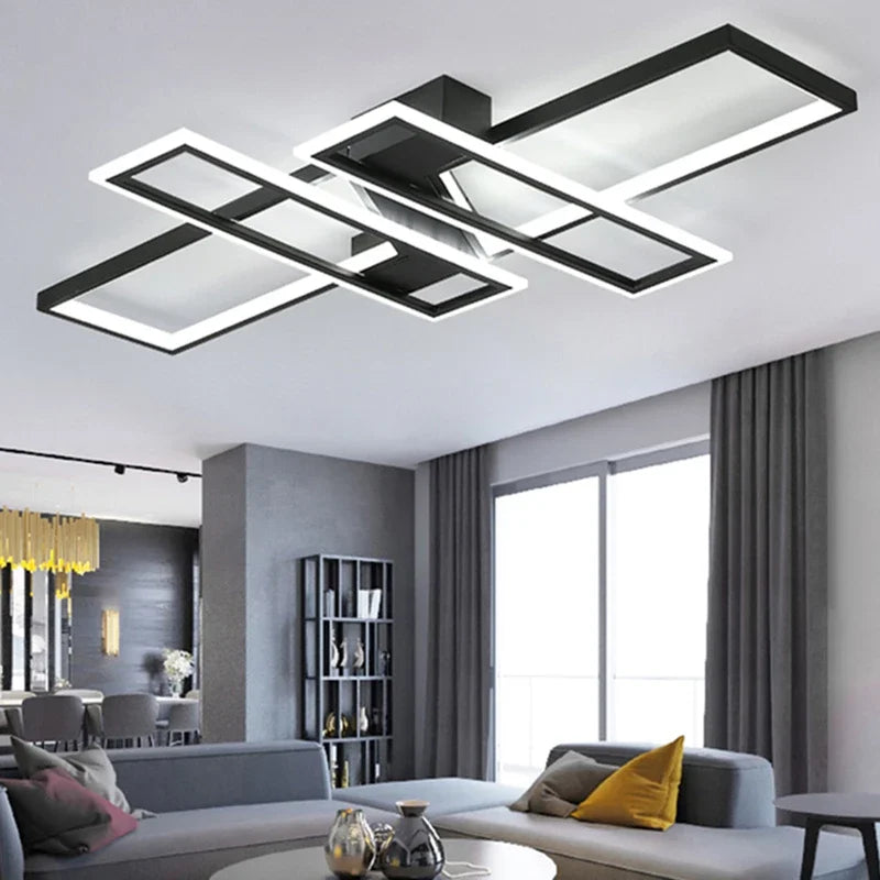 White Minimalist Ceiling Light 110x70cm Gold