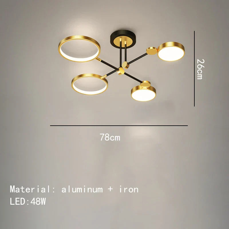 Minimalist Gold Black Chandelier