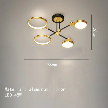 Minimalist Gold Black Chandelier