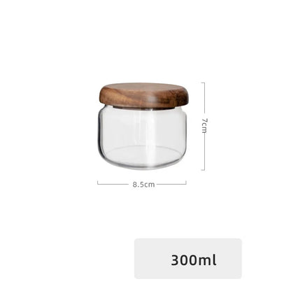DecorBites™ Glass Spice Jar with Acacia Wood Lid, 10oz Airtight Storage Container