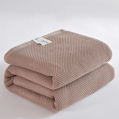 DecorBites™ Cotton Honeycomb Towel Blanket for Single Double - Breathable Cozy Sofa Cover