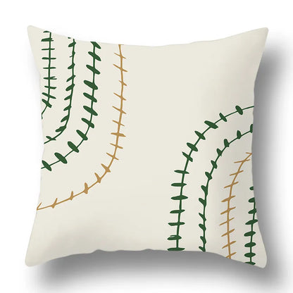 DecorBites™ Green Plants Geometric Print Pillow Cover - Home Sofa Cushion Cover