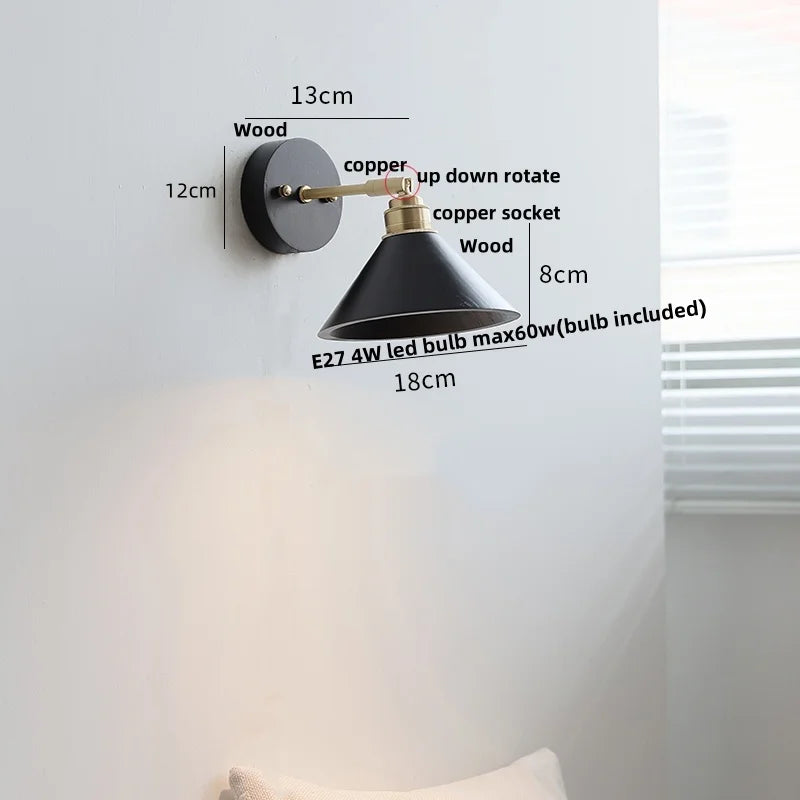 DecorBites™ LED Wall Light Fixture Modern Black Wood Copper Sconce