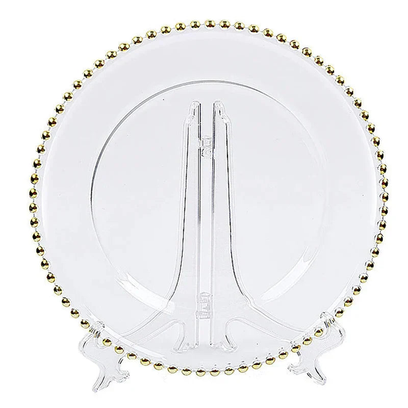 Gold Beaded Glass Plate