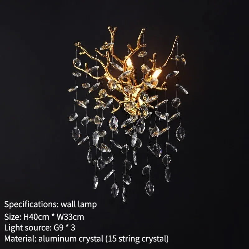 DecorBites™ Gold Crystal Chandeliers for Dining Room Branch Hanging Lamp Large Lighting