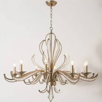 DecorBites™ French Candle Design Crystal Chandelier LED Pendant Lighting for Home Décor