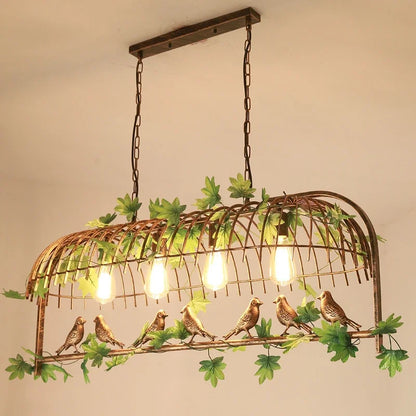 DecorBites™ Green Leaf Bird Cage Chandelier for Dining Table and Garden Decor