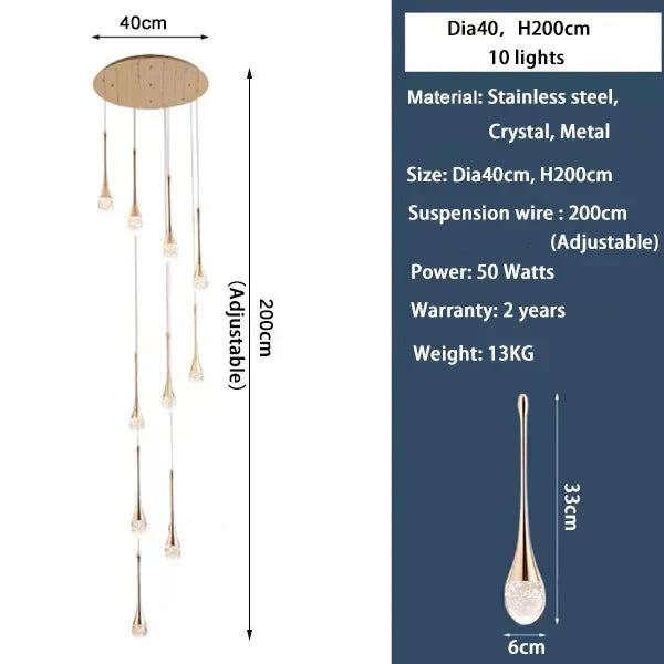 DecorBites™ Crystal Bubble Chandelier for Duplex Living Room, Rotating Staircase, Villa Lobby