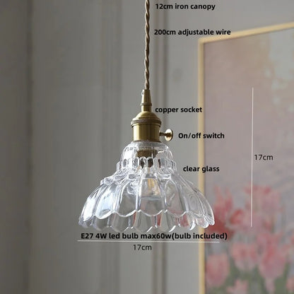 DecorBites™ Green Glass LED Pendant Lamp | Modern Nordic Wood Walnut | Brass Knob Switch | Hanging Light