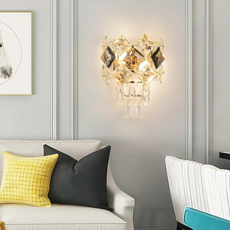 DecorBites™ Crystal Gold Stainless Steel LED Dimmable Wall Sconce